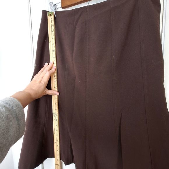 Avalin Brown Flowy A-Line Midi Skirt Sz 12 - Picture 8 of 10